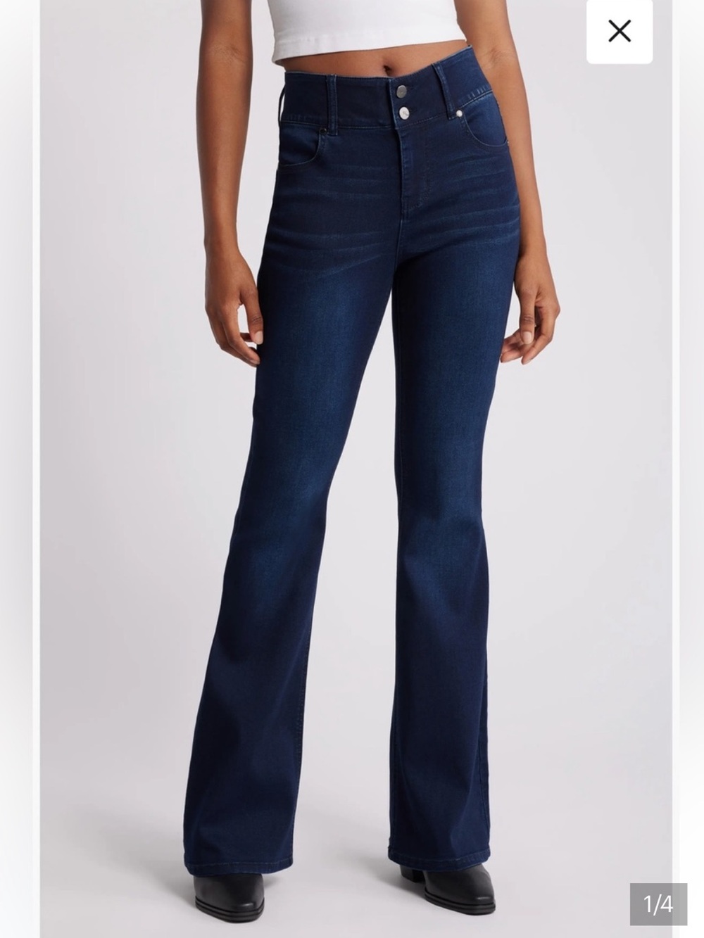 1822 Denim High-Waist Flare Jeans in Dark Indigo